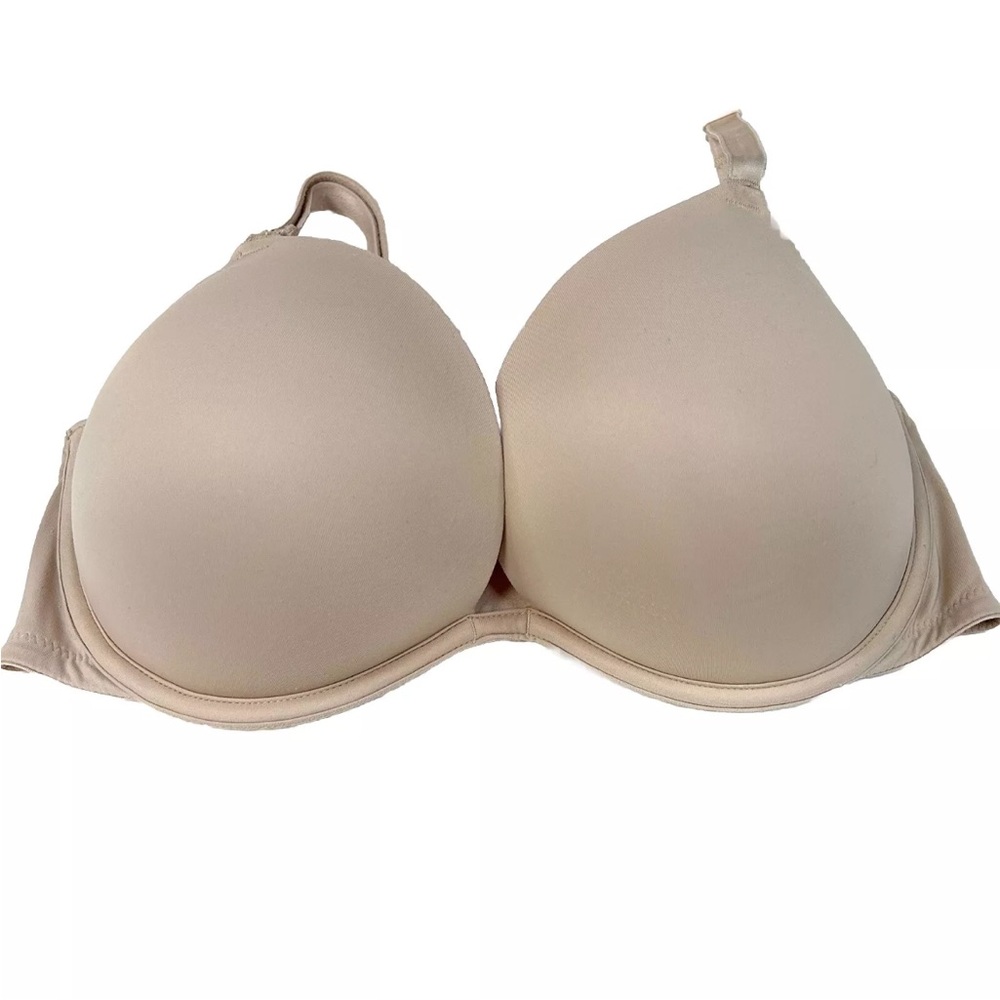 PINK Victorias Secret 34DD Super Pushup Bra Adds 2 Cups Sizes Solid Beige #0196